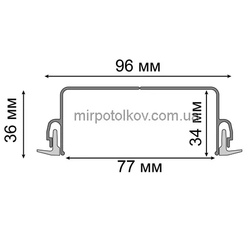 размеры профиля ниша МП6 FIXO белый/черный 2 м
