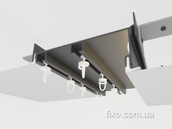 место для LED ленты в профиле бесщелевая гардина
