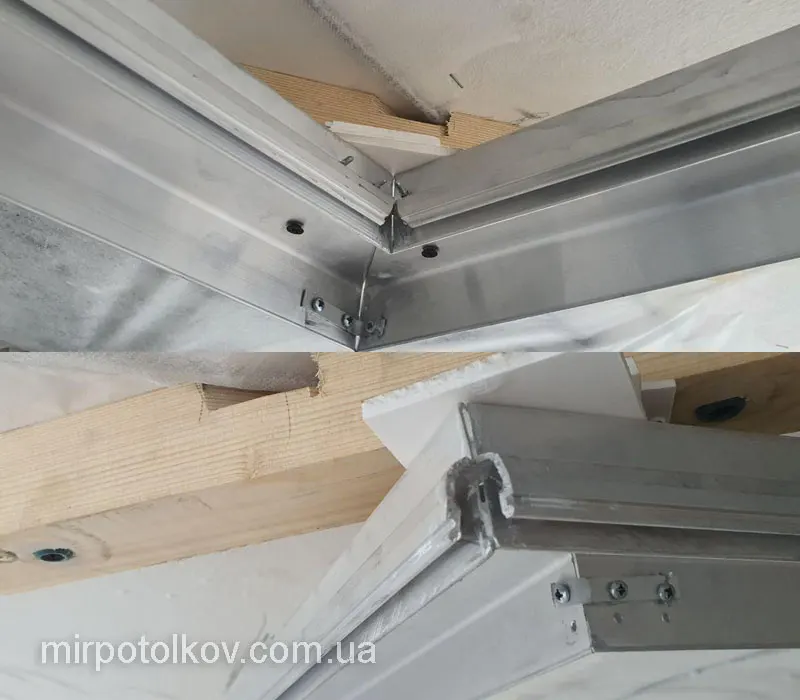 наружный угол на световой линии как зарезать профиль