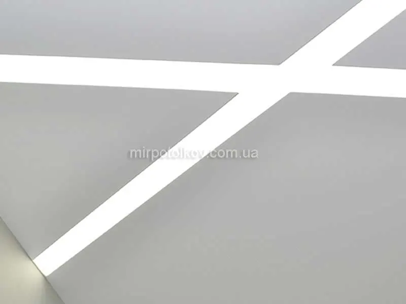 стык матовой белой пленки и полупрозрачной с подсветкой