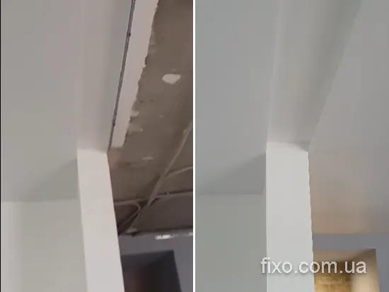 ниша для раздвижной системы в натяжном потолке