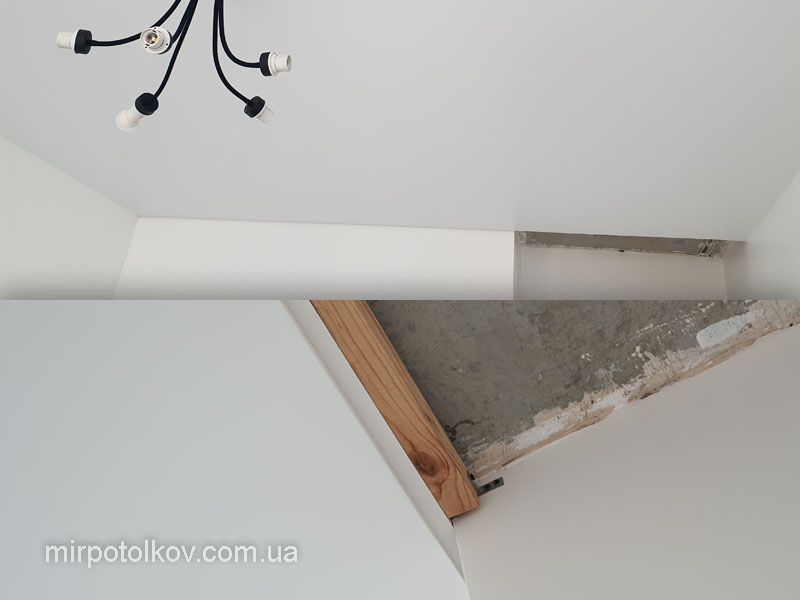монтаж ниши в натяжном потолке под шкаф