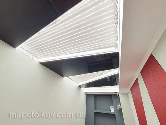 поклейка светодиодов за натяжным потолком